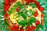 Sweet Roasted Tomato and Garlic Pasta with Fresh Basil