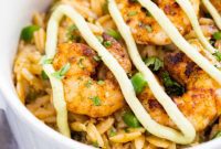 Sizzling Cast Iron Shrimp with Creamy Cilantro Lime Orzo