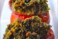 Italian Six-Cheese Stuffed Tomatoes with Spinach and Fresh Basil
