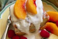 Luscious Overnight Peaches & Cream Bread Pudding