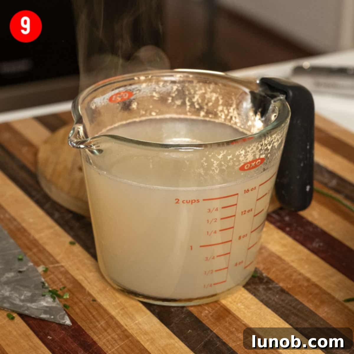 Velvet Clam Delight 8 Strained clam broth, ready to be added to the clam chowder.