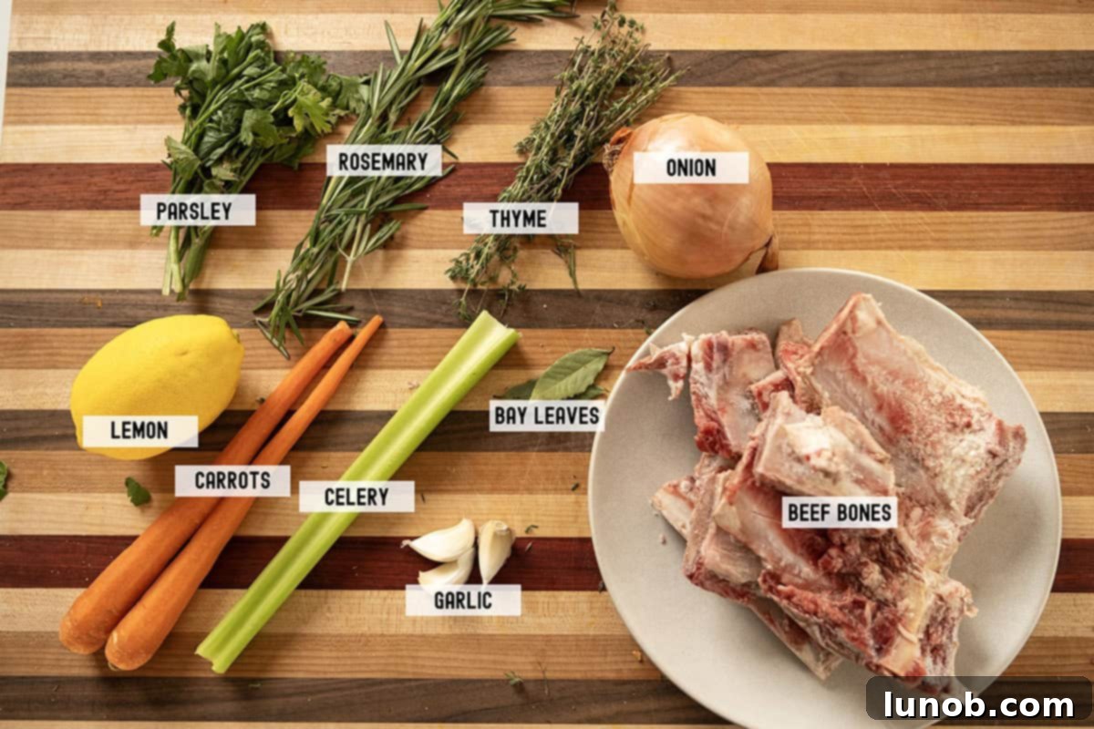 Ingredients for beef stock.