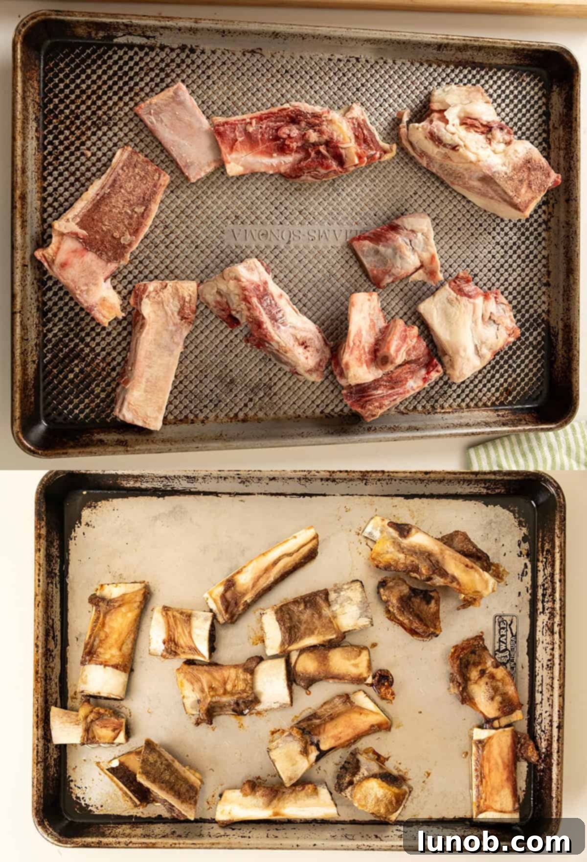 Roasted beef bones.