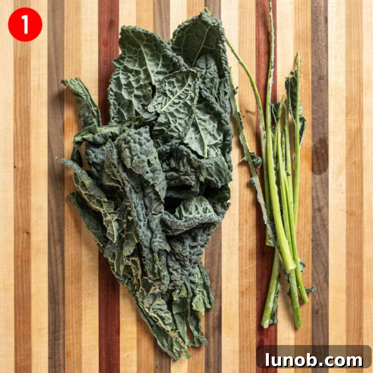 Kale leaves removed from stems.