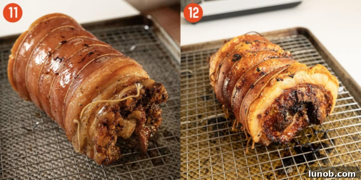 Italian Porchetta Perfection 12 Finished porchetta on baking sheet.