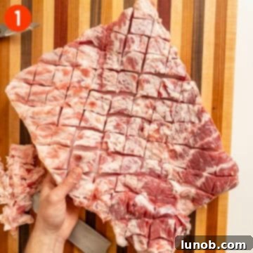 Italian Porchetta Perfection 6 Cross hatching pork belly.