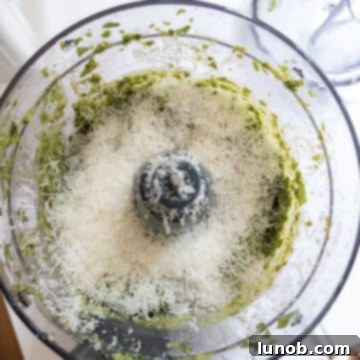 Sweet Pea and Basil Pesto 6 Parmesan added to pesto.