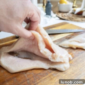 Irresistible Pesto Stuffed Chicken 6 Chicken breast expertly butterflied into three thin sections.