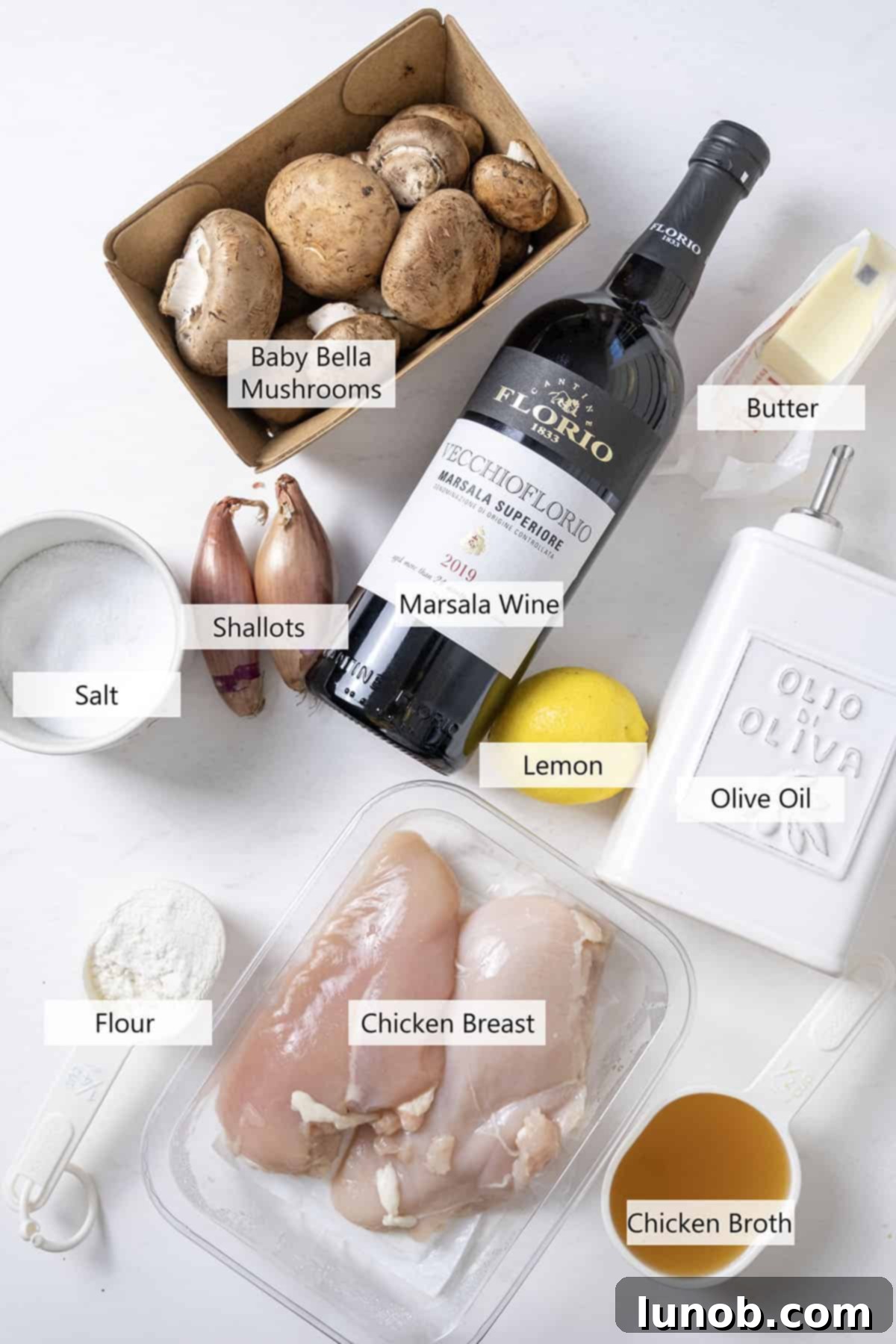 Gourmet Chicken Marsala 3 Ingredients for the recipe.