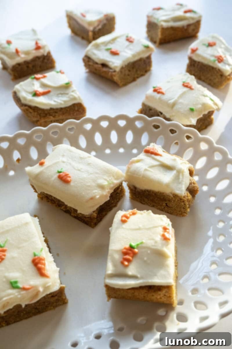 carrot cake blondies - a rich and fudgy spring dessert