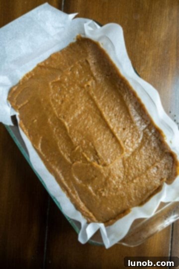 blondie batter spread in a baking pan