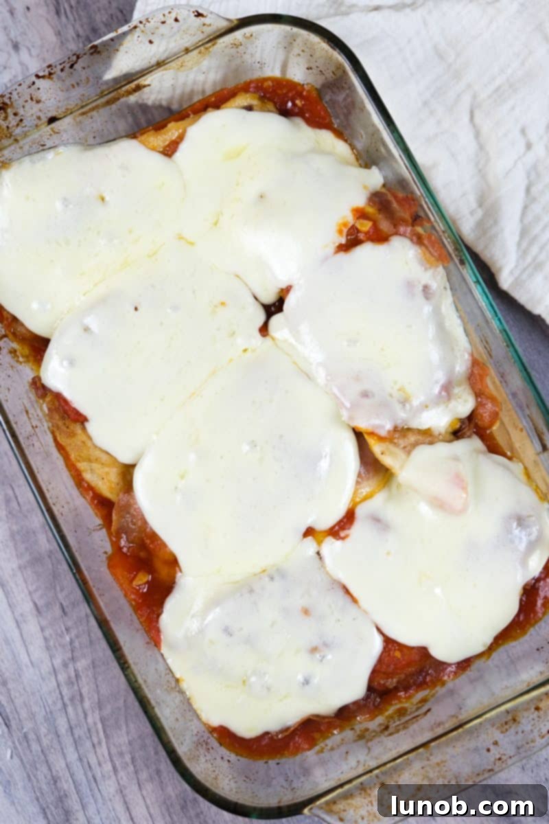spicy saltimbocca with mozzarella cheese and marinara, a delicious baked chicken recipe