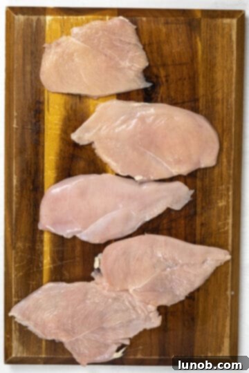 Chicken breast sliced thinly