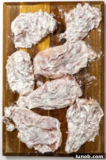 chicken breast dredged in flour