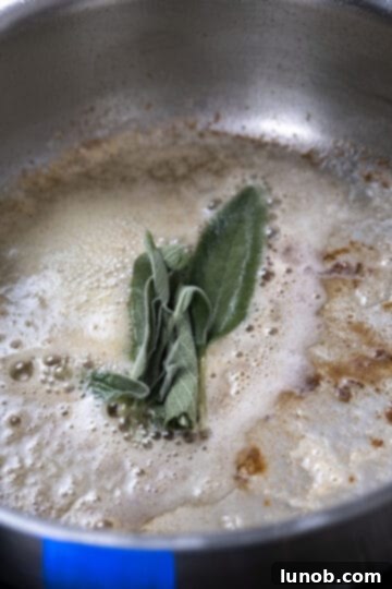 sage added to butter