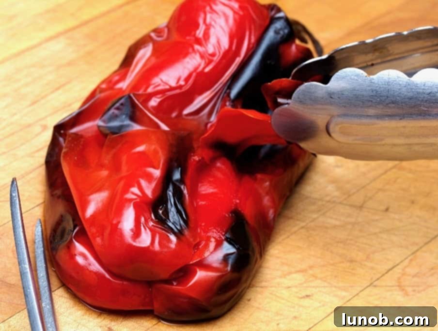Perfectly Roasted Red Peppers: Freeze for Future Flavor 7 Peeled roasted red peppers, showcasing their smooth, tender flesh