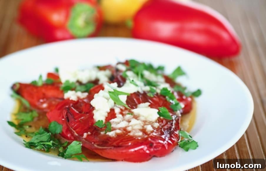 Perfectly Roasted Red Peppers: Freeze for Future Flavor 10 A simple antipasto platter featuring roasted red peppers drizzled with olive oil and herbs