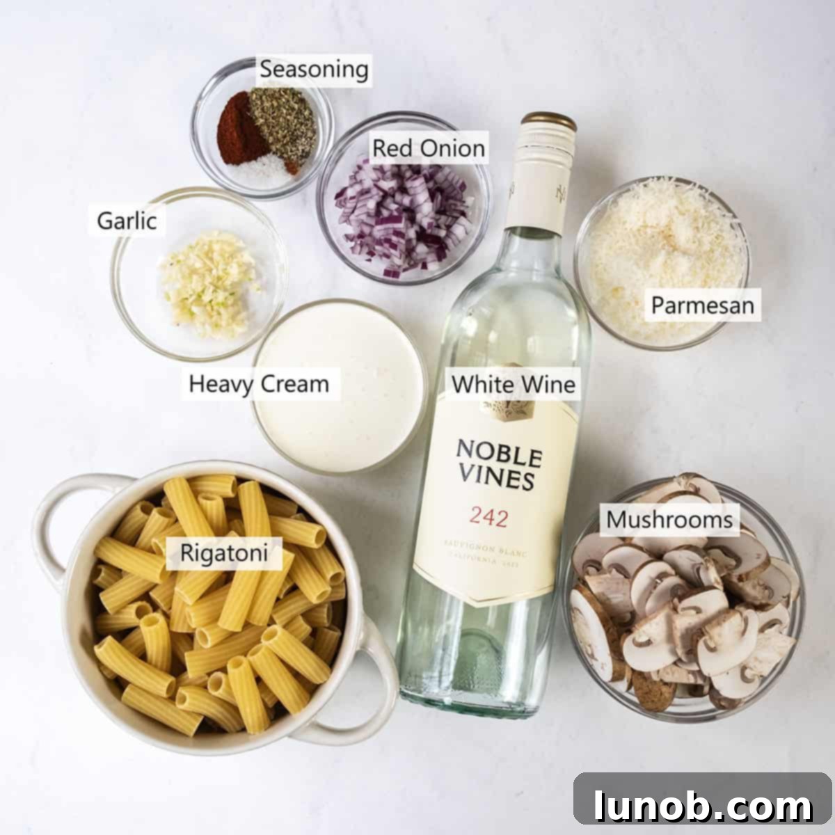 Velvety Garlic Mushroom Pasta 3 Ingredients for creamy mushroom pasta.