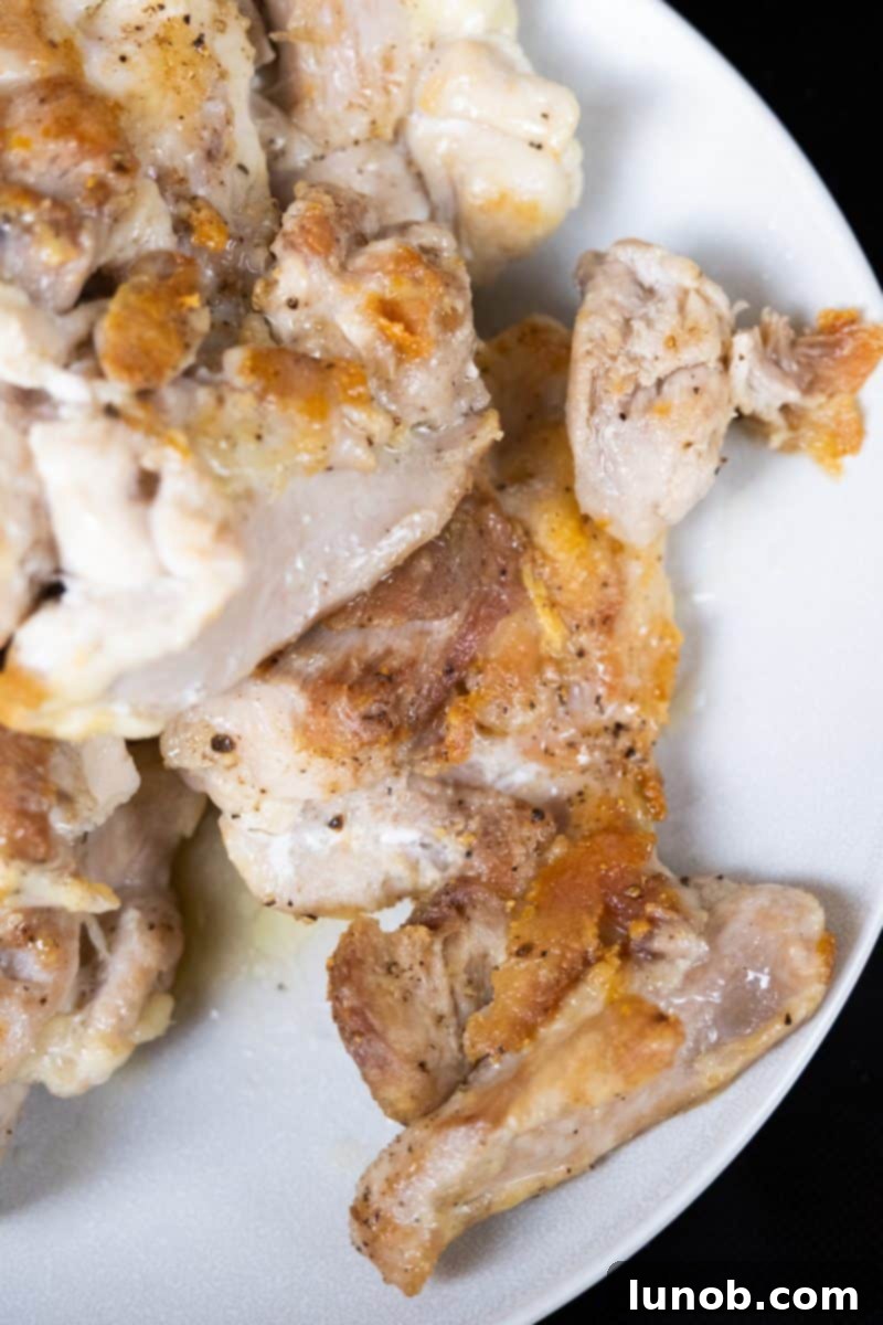 Seared chicken thighs golden brown