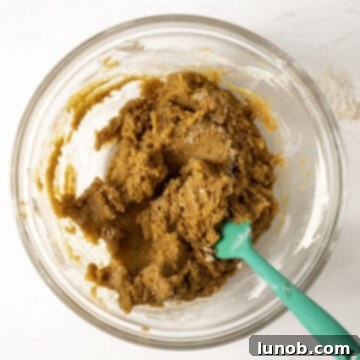 Irresistible Chewy Pumpkin Chocolate Chip Cookies 8 Fully combined cookie dough in a bowl, showing a consistent texture before chocolate chips are added.