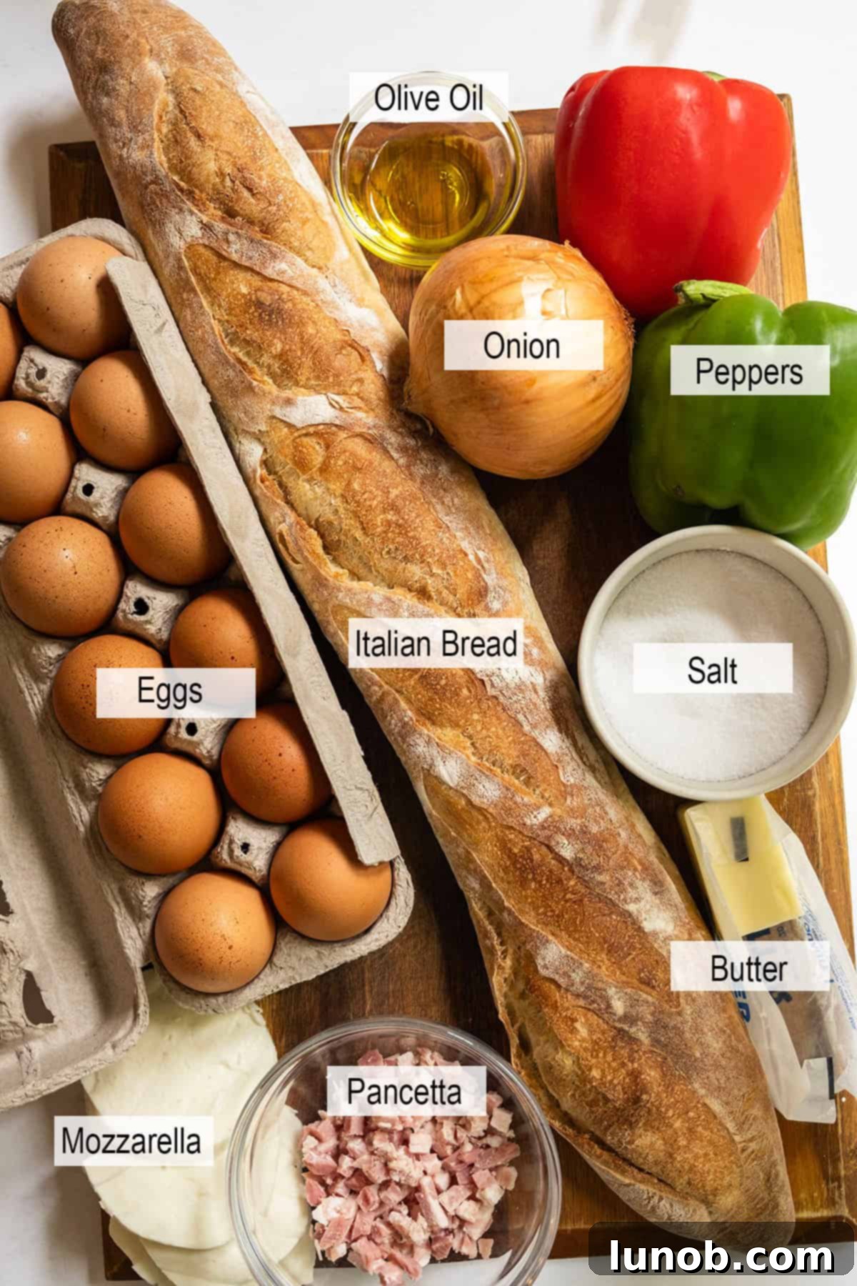 Classic Pepper & Egg Sub 3 Peppers and egg sandwich ingredients.