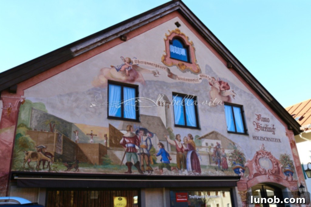 Oberammergau, Bavaria, Germany Home of The Passion Play. More detailed illustrations of everyday life in this charming Alpine village.