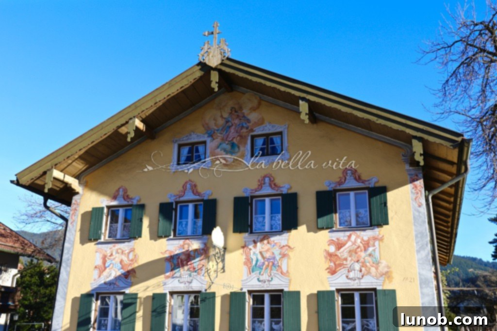 Oberammergau, Bavaria, Germany. Another stunning example of a beautifully painted mural on a village building.
