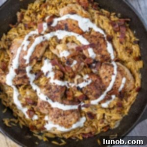 Creamy Chicken Bacon Ranch Orzo Skillet