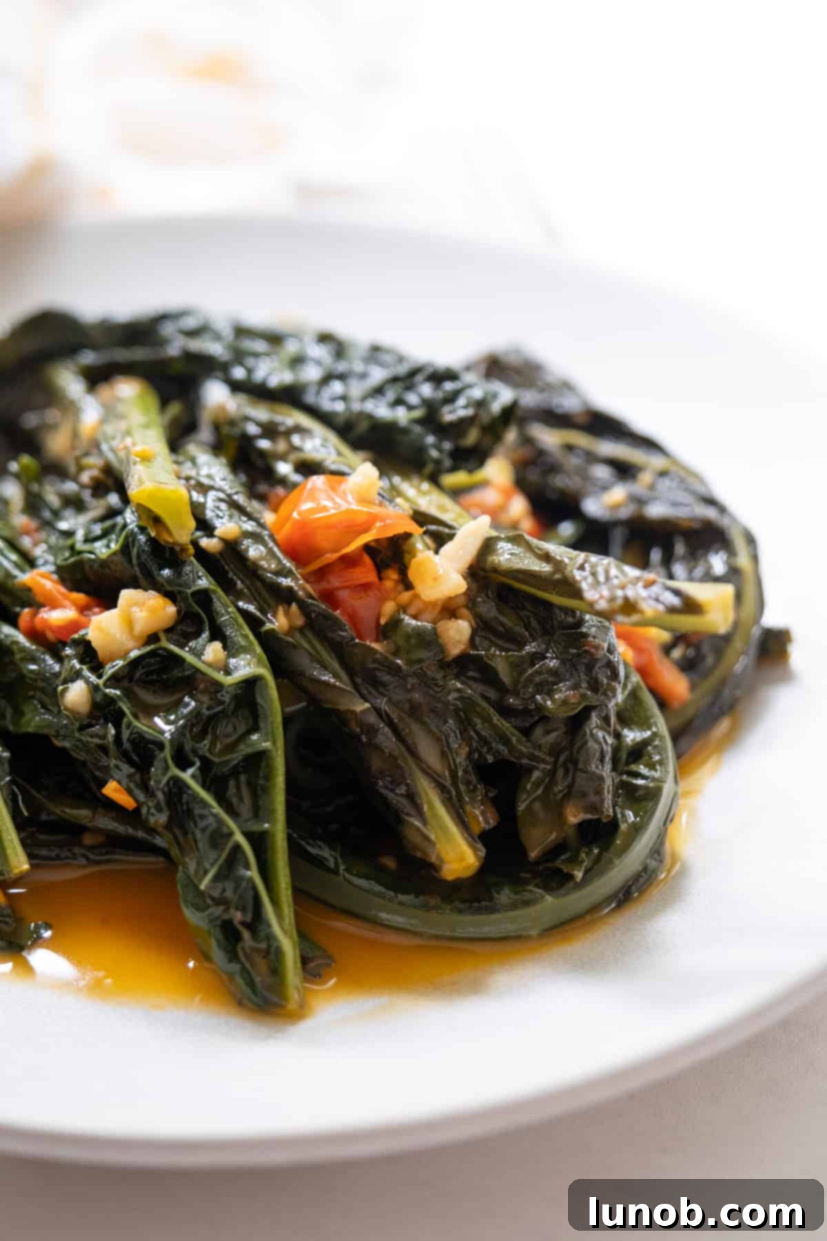 close up of lacinato kale cooked