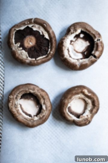 Gourmet Italian Stuffed Portobello Bake 5 mushrooms with stems removed