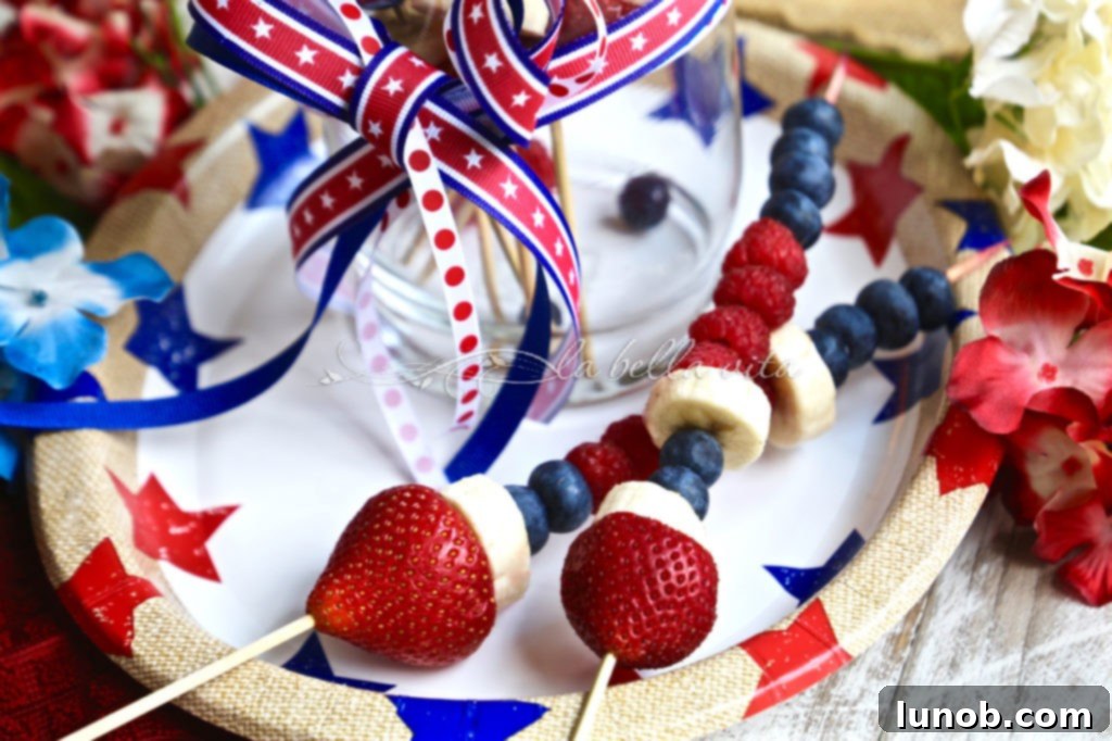 Patriotic Fruit Skewers 3 Red, White and Blue Fruit Kababs