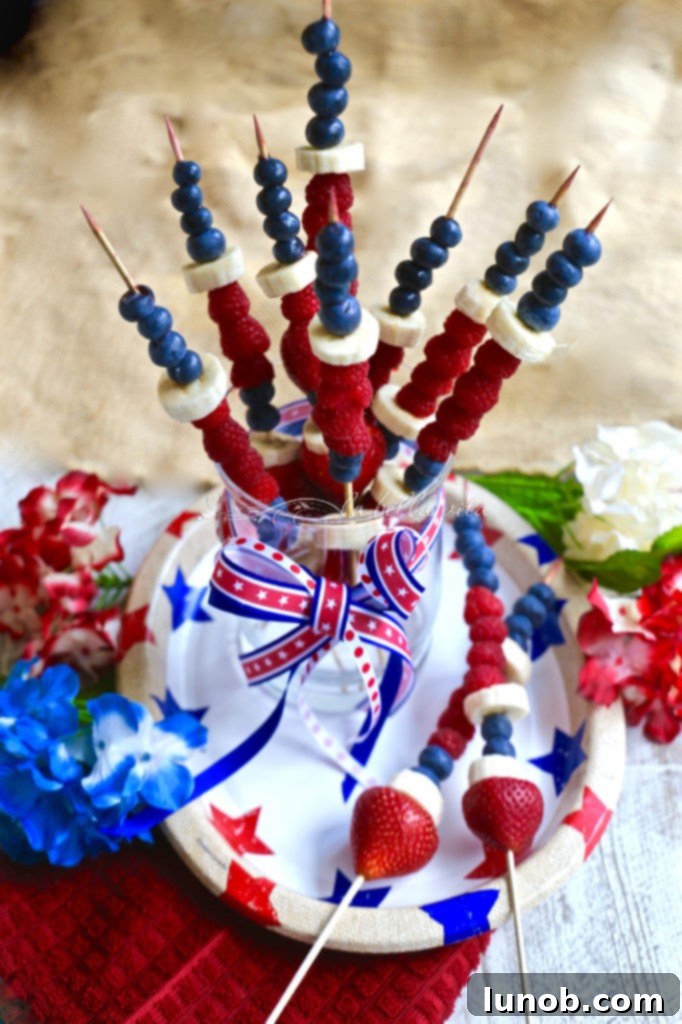 Patriotic Fruit Skewers 4 Red, White and Blue Fruit Kababs