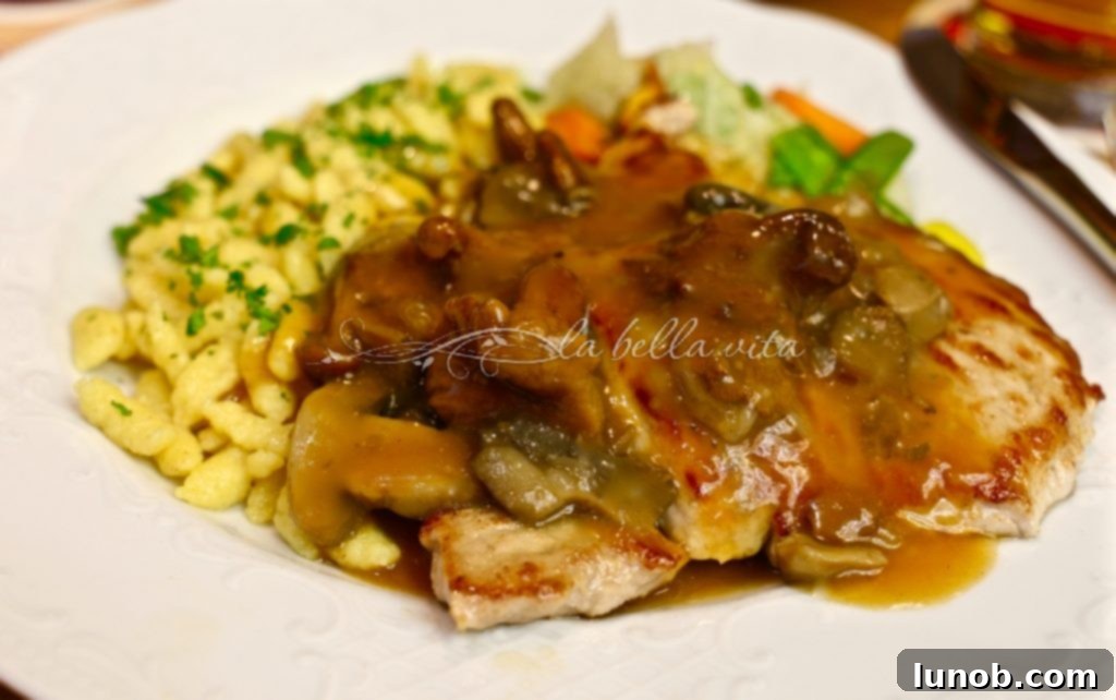 Octoberfest: German jaeger schnitzel with spaetzle
