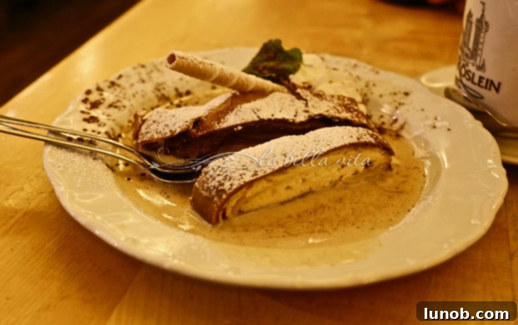 Apple Strudel: Germany and Austria's Beloved Classic 3 Apple Strudel at the festive Nuremberg Christkindlmarkt