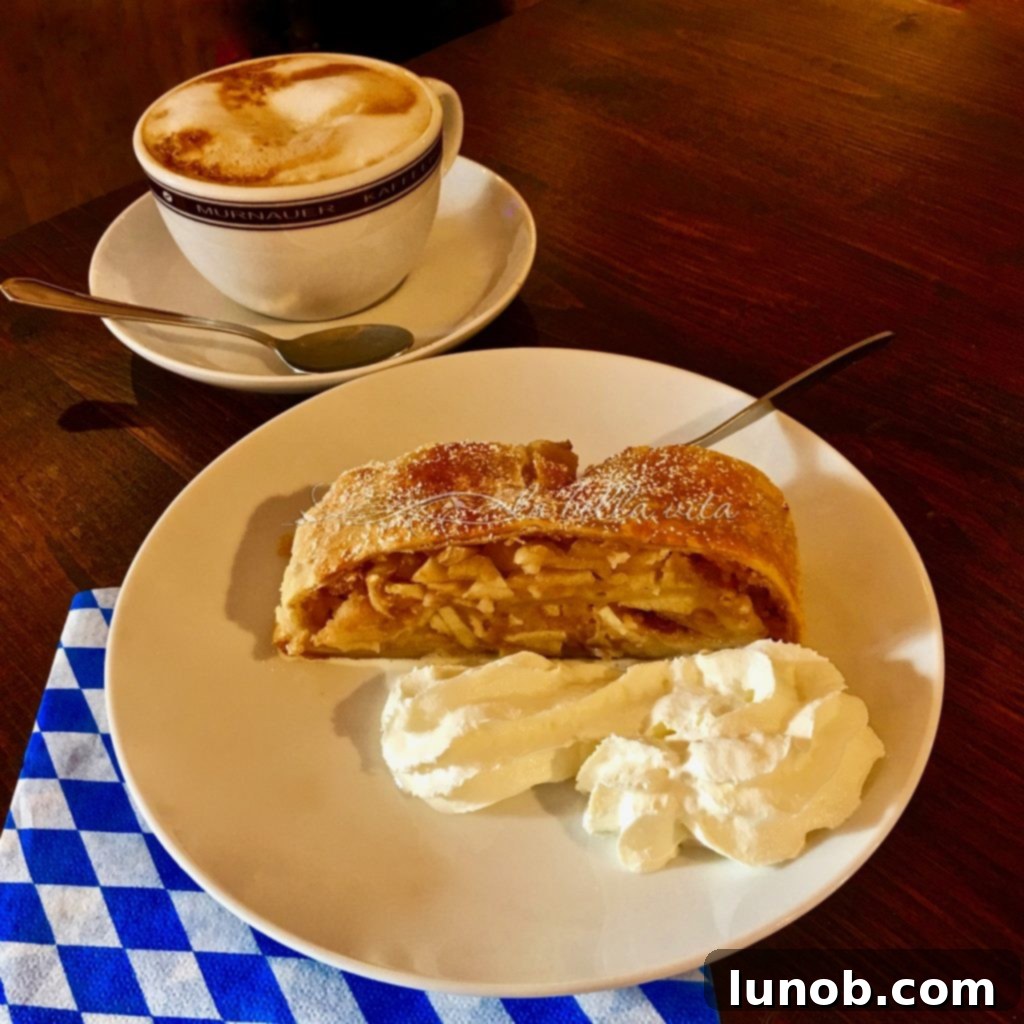 Exquisite Apple Strudel at King Ludwig II's Linderhof Palace Cafe