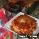 Delicious Homemade Lasagna with layers of pasta, sauce, and cheese
