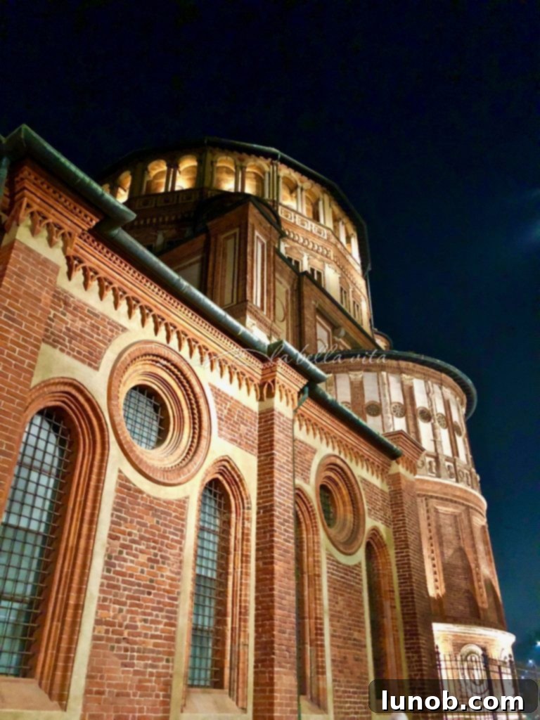 Exterior shot showing the scale of Santa Maria delle Grazie
