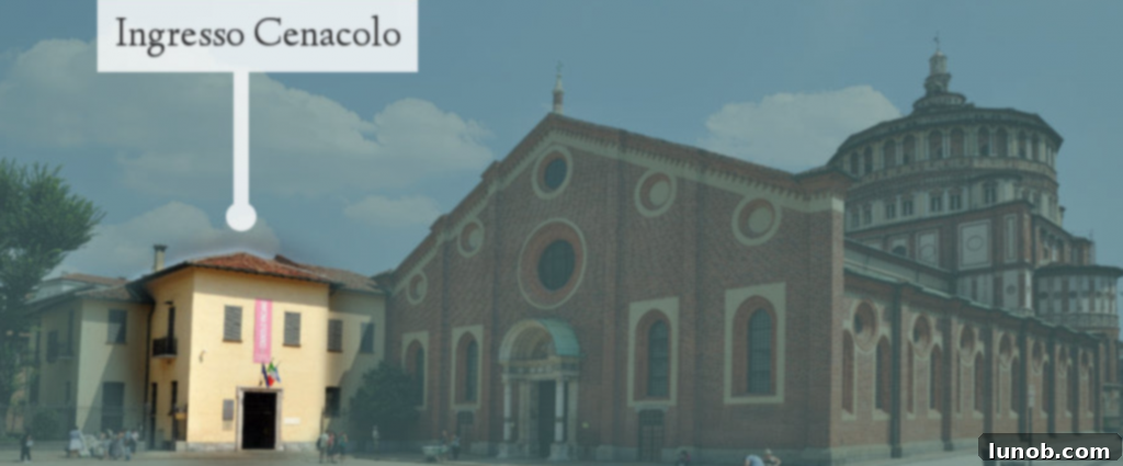 Exterior view of Santa Maria delle Grazie showing the cenacolo