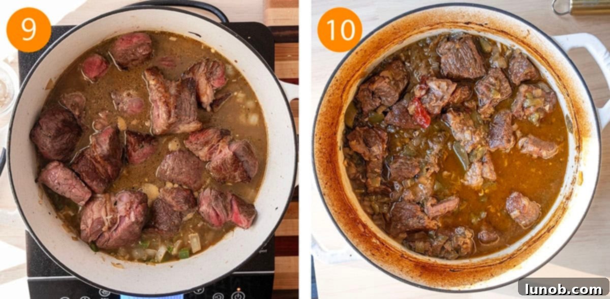 Braised beef in the pot. 