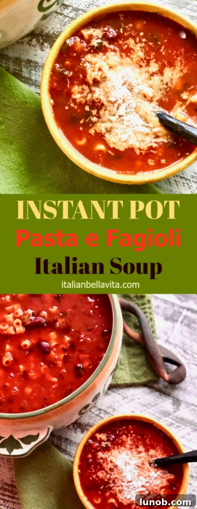 Instant Pot Hearty Pasta e Fagioli Soup 20 Pin this Instant Pot Pasta e Fagioli Recipe
