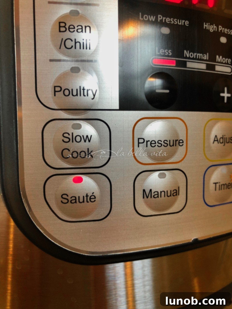 Instant Pot Hearty Pasta e Fagioli Soup 3 Instant Pot Italian Pasta e Fagioli Pasta and Bean Soup Sauté Step 1