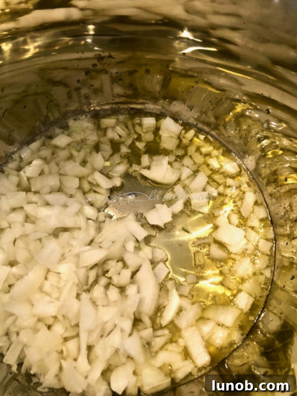 Instant Pot Hearty Pasta e Fagioli Soup 5 Sautéing Onions and Garlic for Pasta e Fagioli