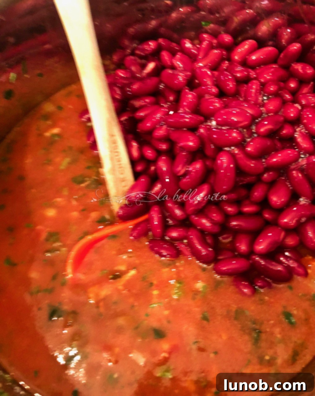 Instant Pot Hearty Pasta e Fagioli Soup 10 Adding Kidney Beans to Soup