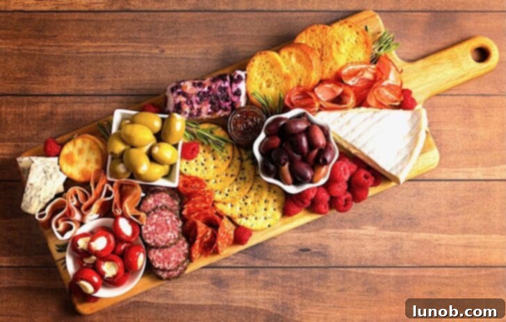 Winning Game Day Eats For Every Fan 16 A beautifully arranged charcuterie board with cheeses, meats, fruits, and crackers.