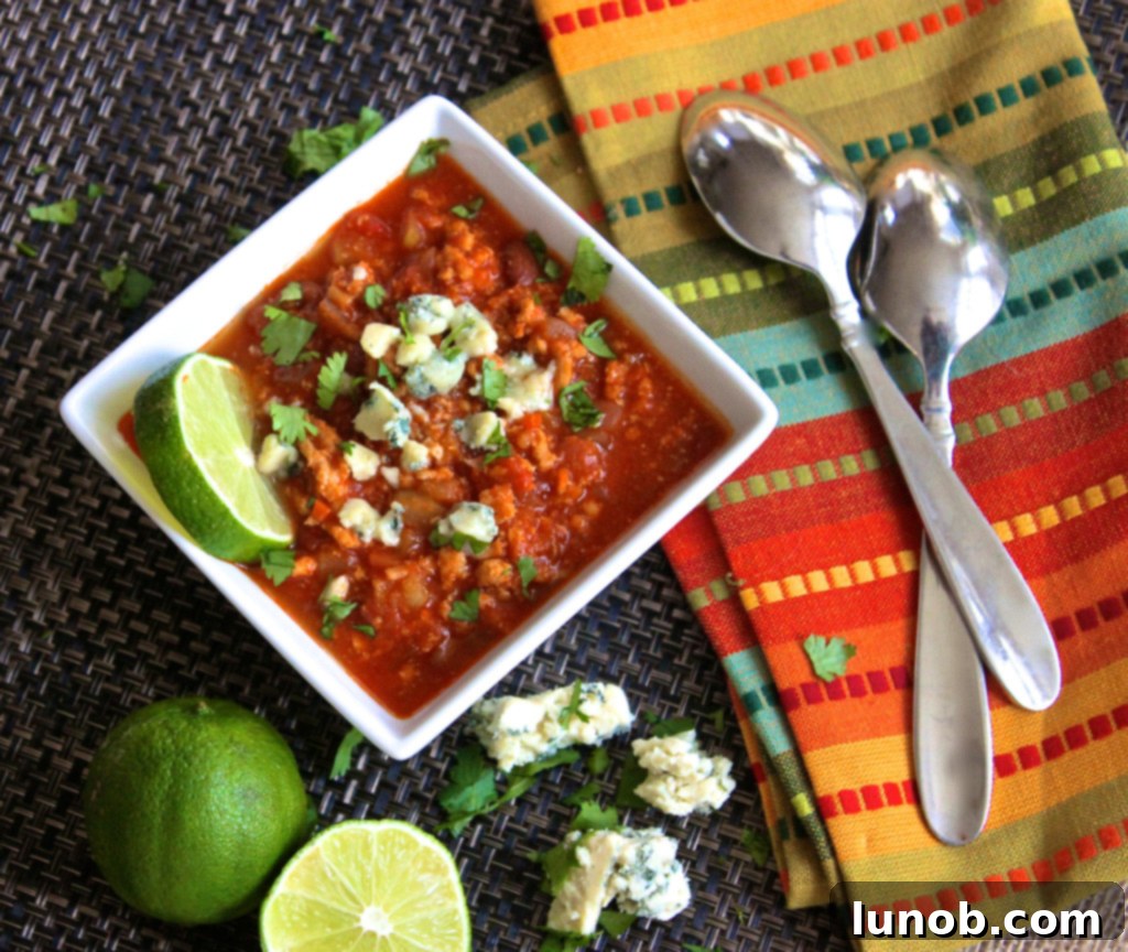 Winning Game Day Eats For Every Fan 23 A bowl of Buffalo Turkey Chili, topped with a dollop of sour cream or ranch.