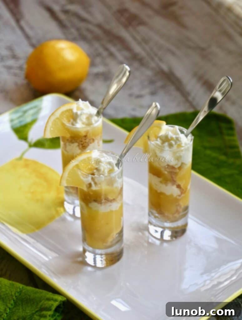 Winning Game Day Eats For Every Fan 25 Elegant mini Meyer lemon parfaits layered in small glasses.