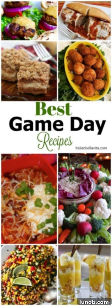 Winning Game Day Eats For Every Fan 29 A visual graphic promoting 'BEST Game Day Recipes to please ANYONE!'