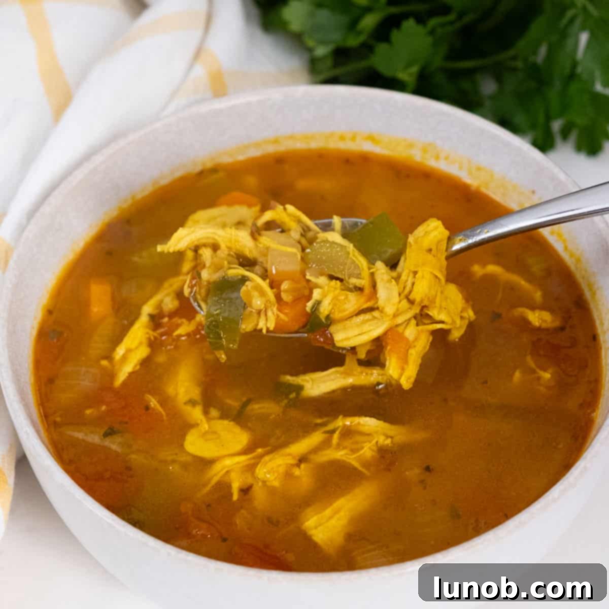 bowl of chicken and farro soup