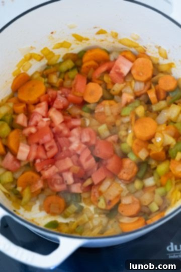 roma tomatoes added to the vegetables