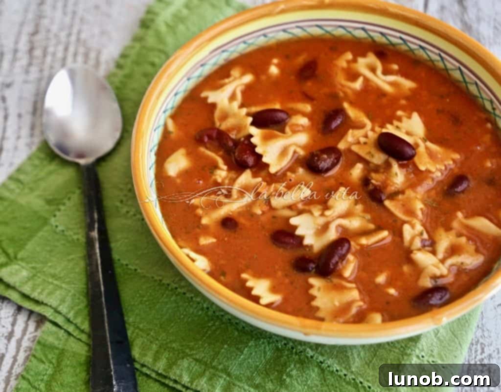 Pasta e Fagioli 2 Hearty Minestra di Pasta e Fagioli, a classic Italian pasta and bean soup